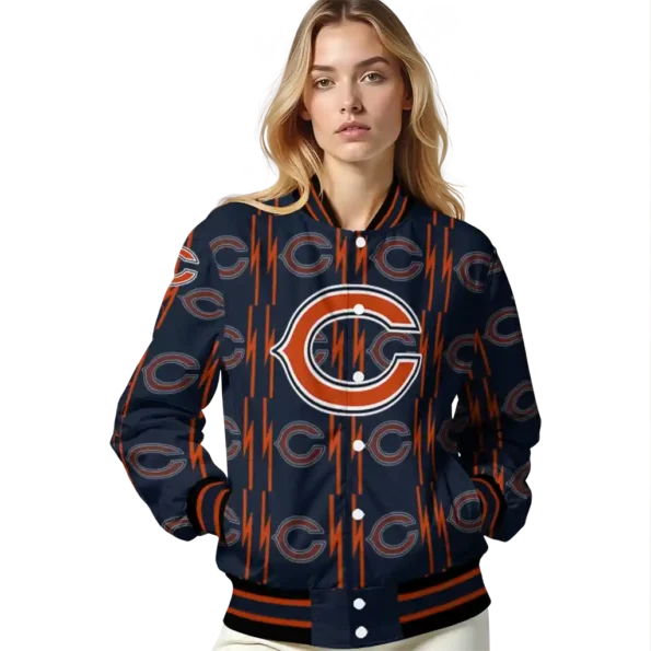 personalized chicago bears bolt stripe blue varsity jacket latest model.webp
