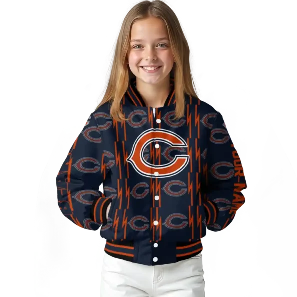 personalized chicago bears bolt stripe blue varsity jacket top rated.webp