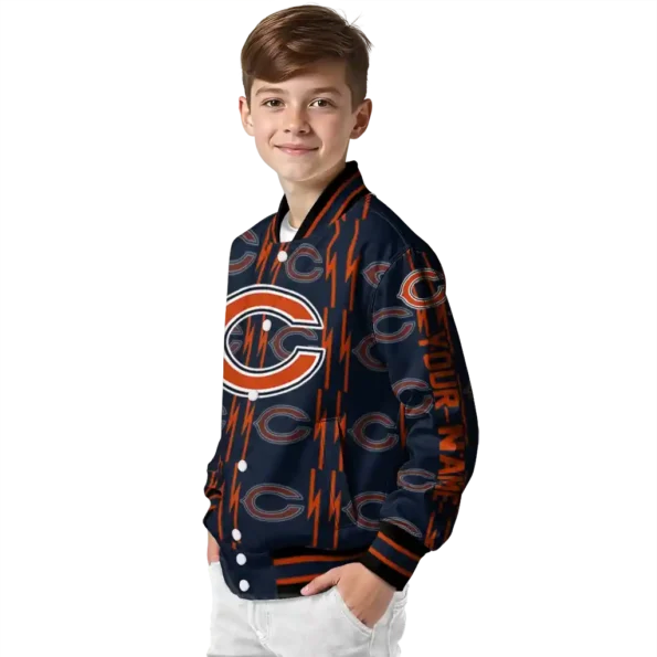 personalized chicago bears bolt stripe blue varsity jacket trendy.webp
