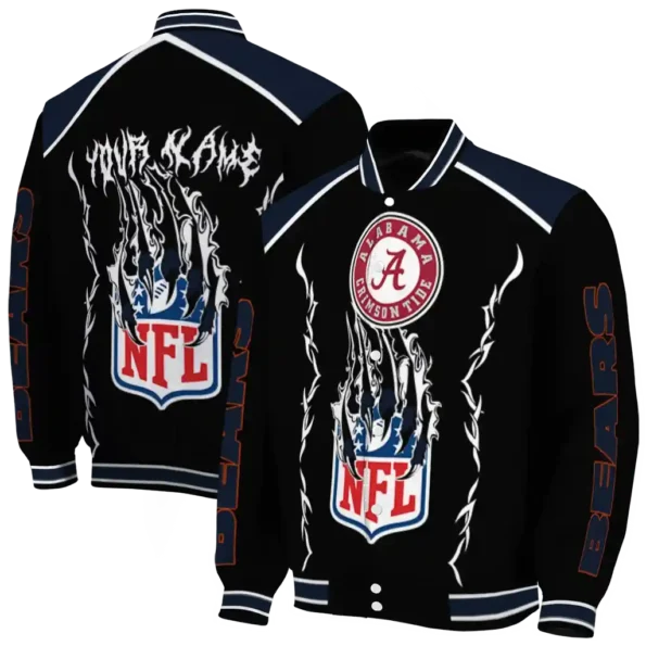 personalized chicago bears claw blood blue black varsity jacket fashion forward.webp
