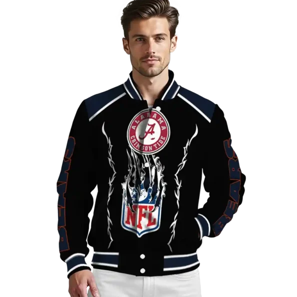 personalized chicago bears claw blood blue black varsity jacket high quality.webp