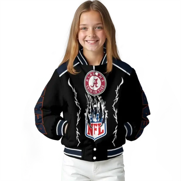 personalized chicago bears claw blood blue black varsity jacket top rated.webp