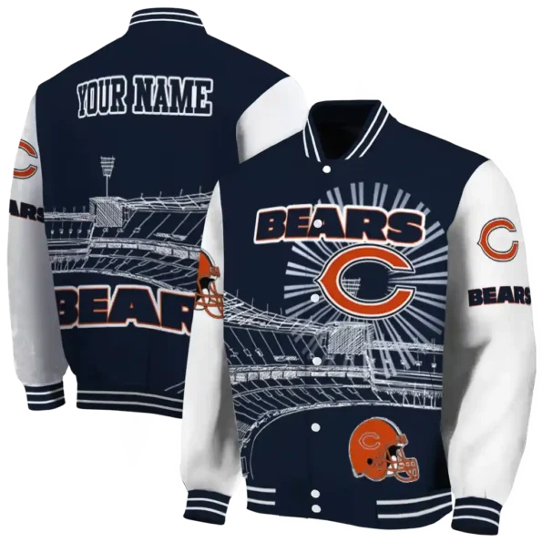 personalized chicago bears ferris arena blue white varsity jacket fashion forward.webp