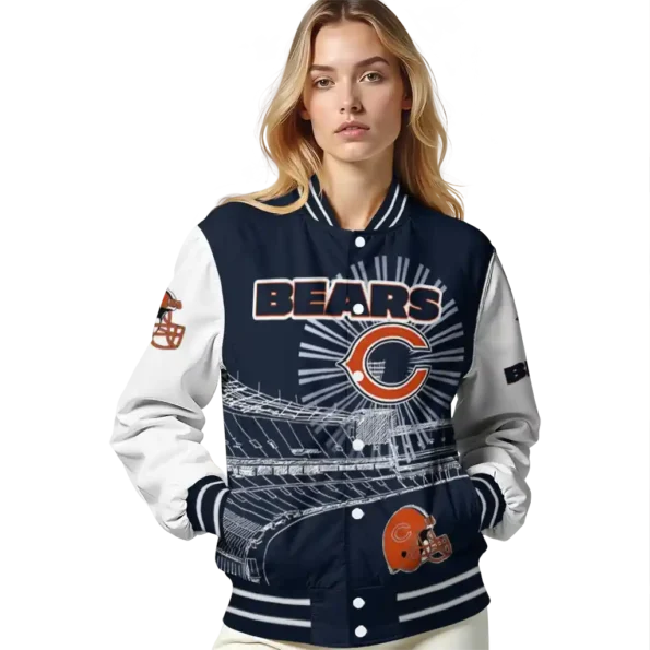 personalized chicago bears ferris arena blue white varsity jacket latest model.webp
