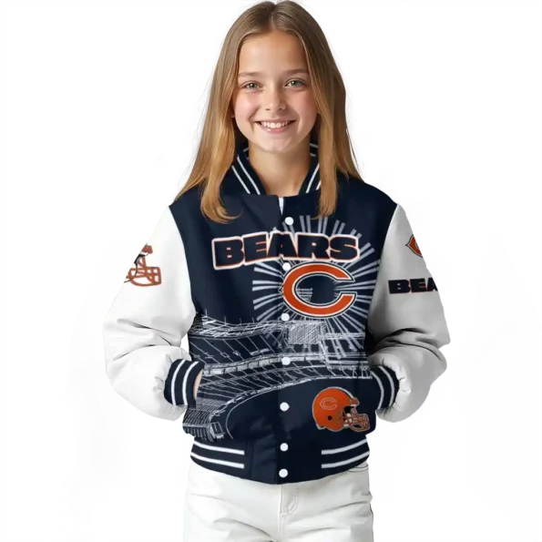 personalized chicago bears ferris arena blue white varsity jacket top rated.webp