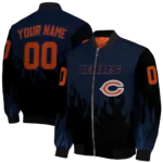 personalized chicago bears flame border blue black bomber jacket best selling