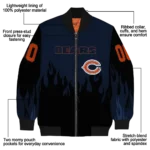 personalized chicago bears flame border blue black bomber jacket best selling