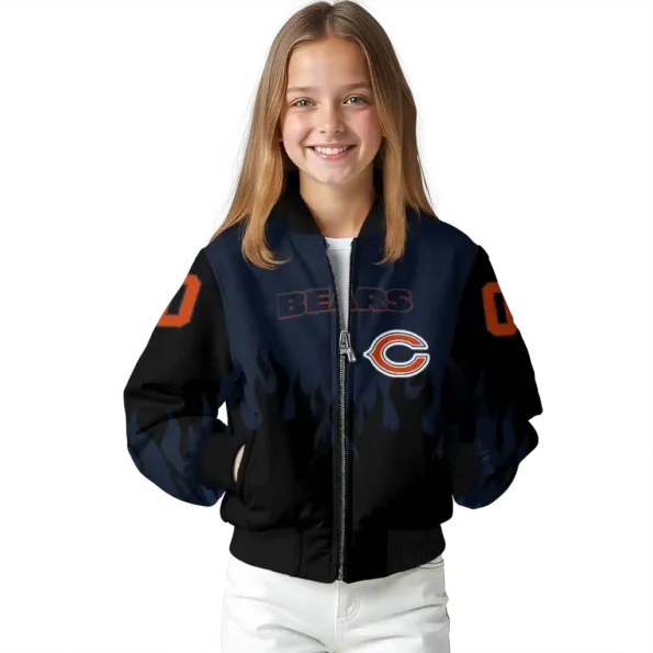 personalized chicago bears flame border blue black bomber jacket top rated