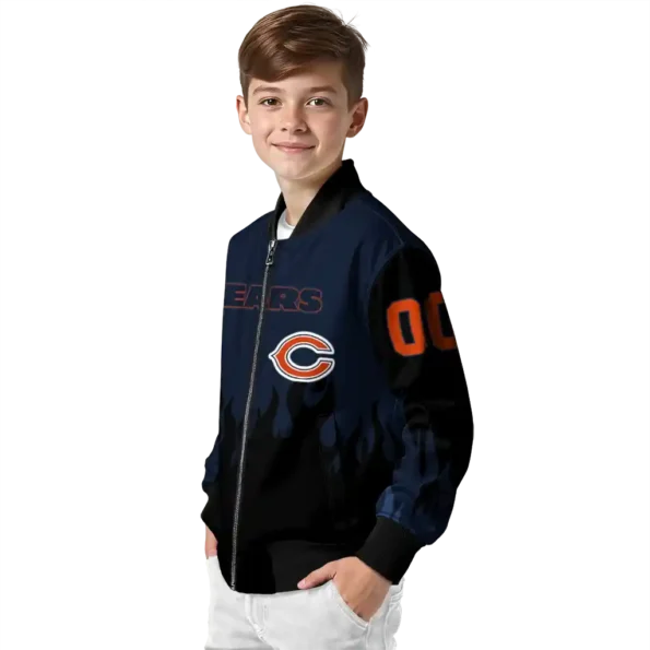 personalized chicago bears flame border blue black bomber jacket trendy