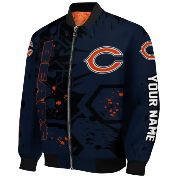 personalized chicago bears hexagon cluster blue black bomber jacket best selling
