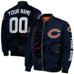 personalized chicago bears hexagon cluster blue black bomber jacket best selling