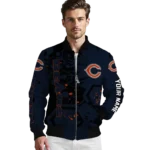 personalized chicago bears hexagon cluster blue black bomber jacket best selling