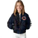 personalized chicago bears hexagon cluster blue black bomber jacket best selling