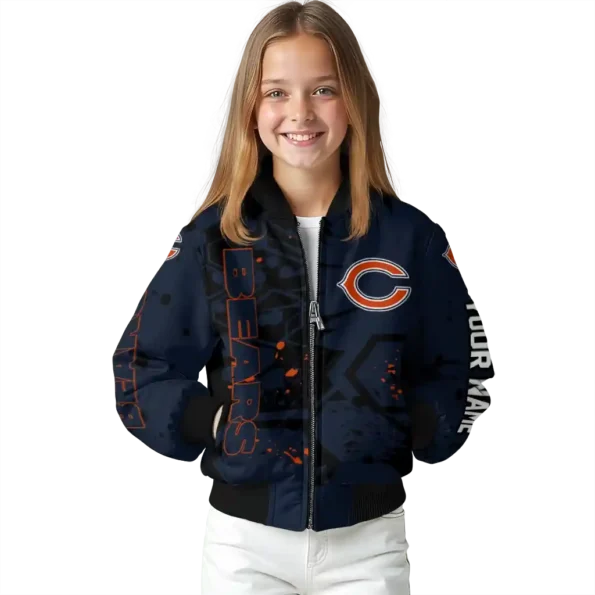 personalized chicago bears hexagon cluster blue black bomber jacket top rated