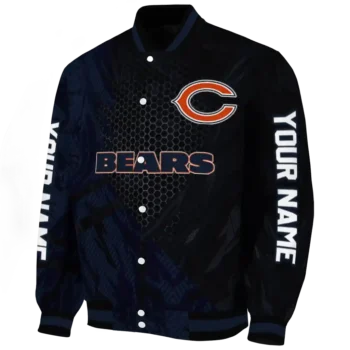 personalized chicago bears hexagon mesh blue black varsity jacket best selling.webp