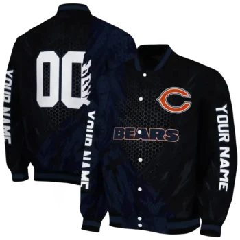 personalized chicago bears hexagon mesh blue black varsity jacket fashion forward.webp