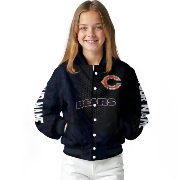 personalized chicago bears hexagon mesh blue black varsity jacket top rated.webp