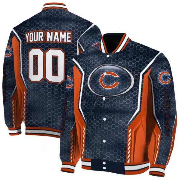 personalized chicago bears power plate blue varsity jacket fashion forward.webp
