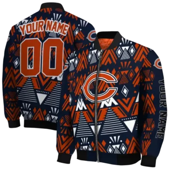 personalized chicago bears pyramid shapes blue bomber jacket fashion forward