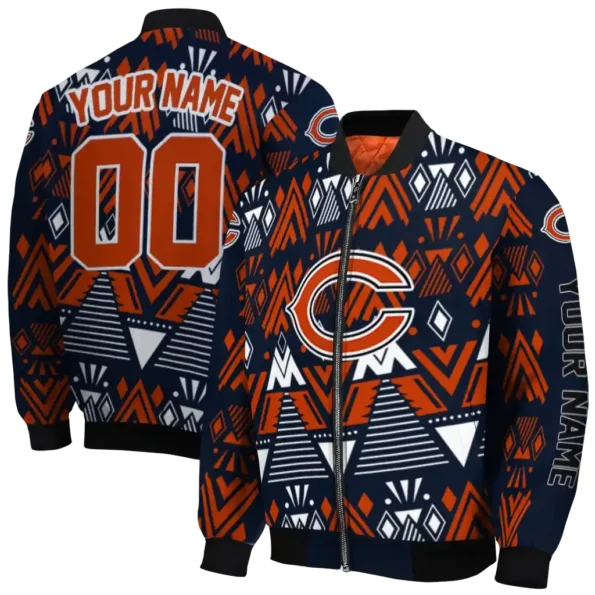 personalized chicago bears pyramid shapes blue bomber jacket fashion forward