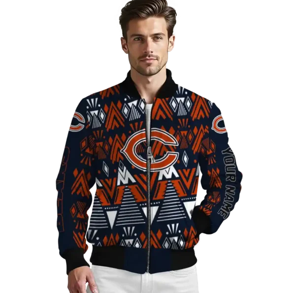 personalized chicago bears pyramid shapes blue bomber jacket high quality