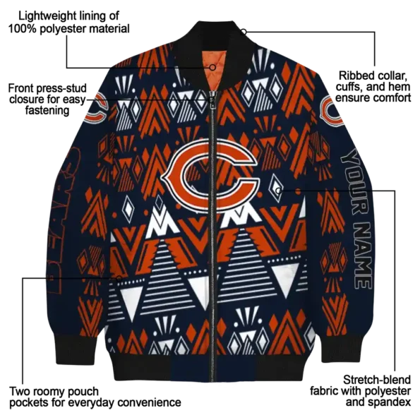 personalized chicago bears pyramid shapes blue bomber jacket new arrival