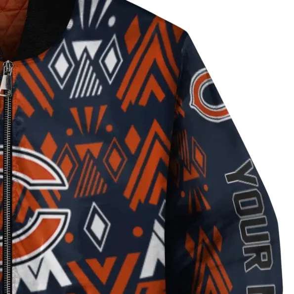 personalized chicago bears pyramid shapes blue bomber jacket premium grade