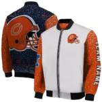 personalized chicago bears speckled arms blue gray bomber jacket best selling
