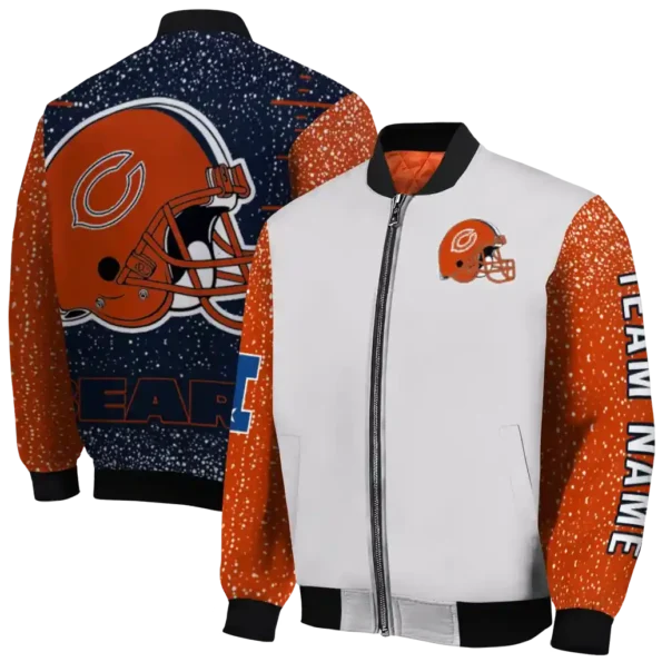personalized chicago bears speckled arms blue gray bomber jacket fashion forward