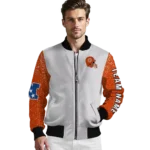 personalized chicago bears speckled arms blue gray bomber jacket best selling