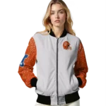 personalized chicago bears speckled arms blue gray bomber jacket best selling