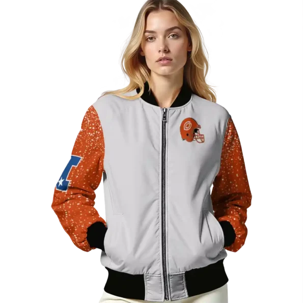 personalized chicago bears speckled arms blue gray bomber jacket latest model