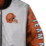 personalized chicago bears speckled arms blue gray bomber jacket best selling