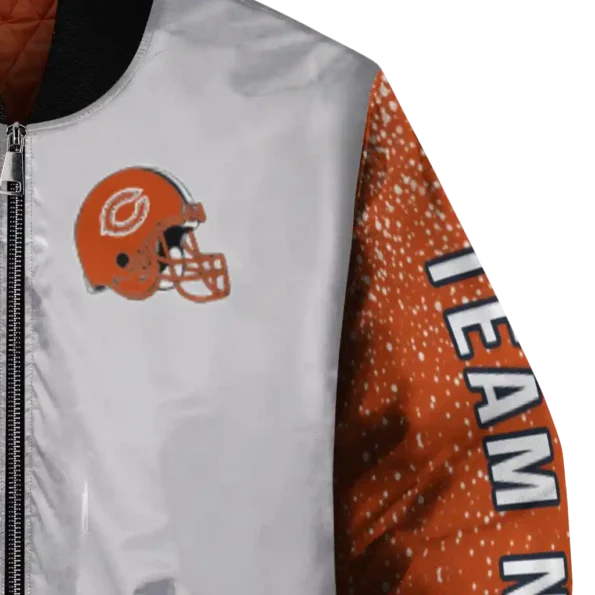 personalized chicago bears speckled arms blue gray bomber jacket premium grade