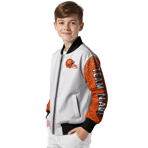 personalized chicago bears speckled arms blue gray bomber jacket trendy