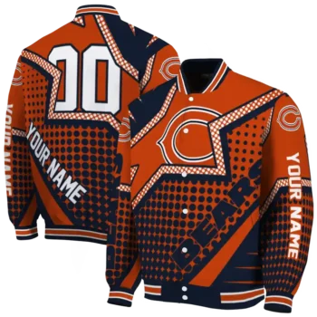 personalized chicago bears star burst blue varsity jacket fashion forward.webp