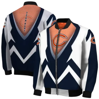 personalized chicago bears v stripes blue white bomber jacket fashion forward