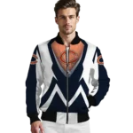 personalized chicago bears v stripes blue white bomber jacket best selling