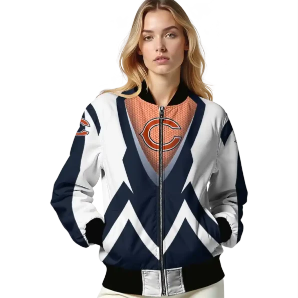personalized chicago bears v stripes blue white bomber jacket latest model