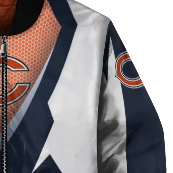 personalized chicago bears v stripes blue white bomber jacket premium grade