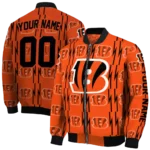 personalized cincinnati bengals bolt stripe orange bomber jacket best selling
