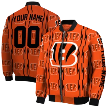 personalized cincinnati bengals bolt stripe orange bomber jacket fashion forward