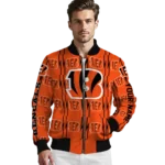 personalized cincinnati bengals bolt stripe orange bomber jacket best selling