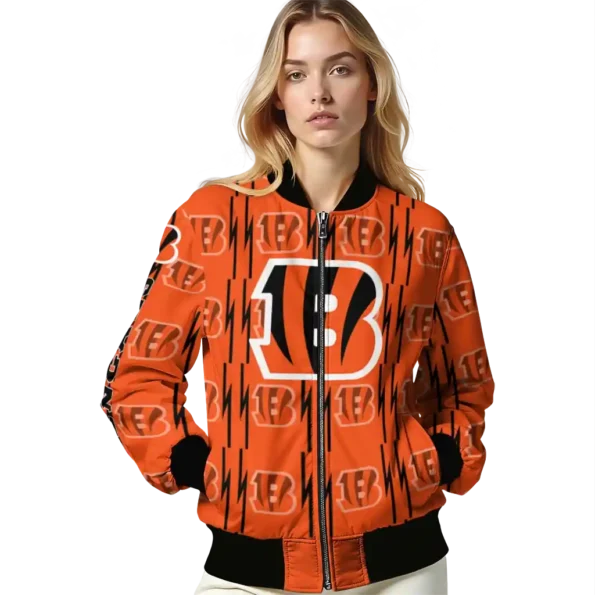 personalized cincinnati bengals bolt stripe orange bomber jacket latest model