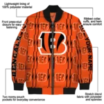 personalized cincinnati bengals bolt stripe orange bomber jacket best selling