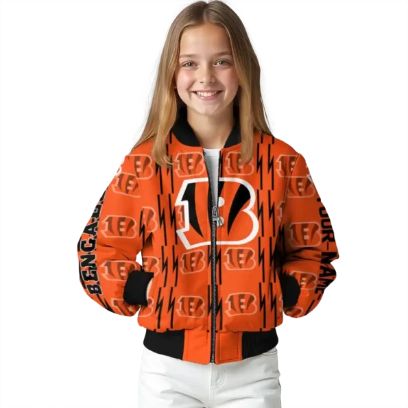 personalized cincinnati bengals bolt stripe orange bomber jacket top rated