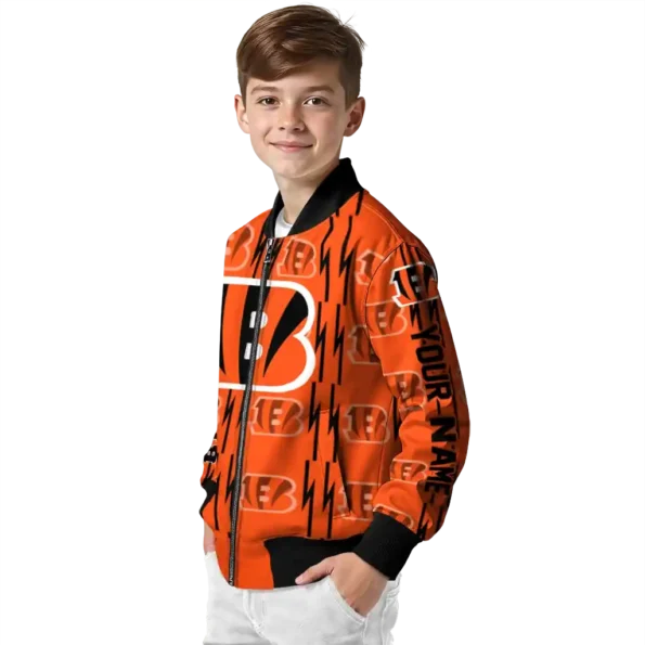 personalized cincinnati bengals bolt stripe orange bomber jacket trendy