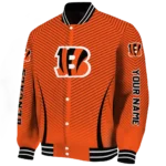 personalized cincinnati bengals chevron arrow orange varsity jacket best selling.webp