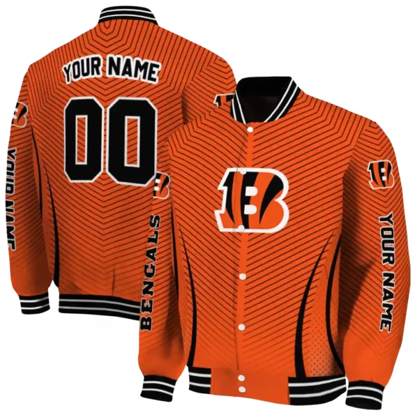 personalized cincinnati bengals chevron arrow orange varsity jacket fashion forward.webp