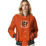 personalized cincinnati bengals chevron arrow orange varsity jacket best selling.webp